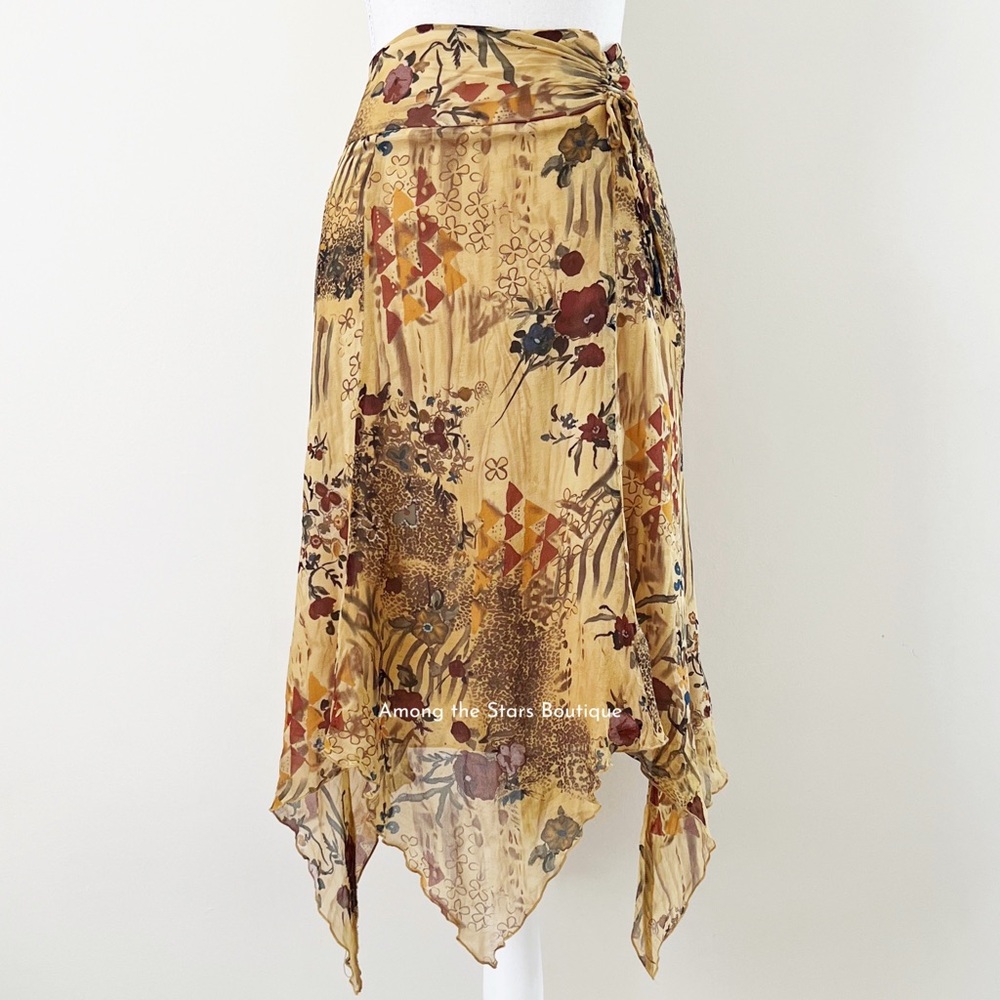 Rare Early 2000s Vintage Boho Handkerchief Hem Skirt ASO Phoebe in Friends - Picture 8 of 16